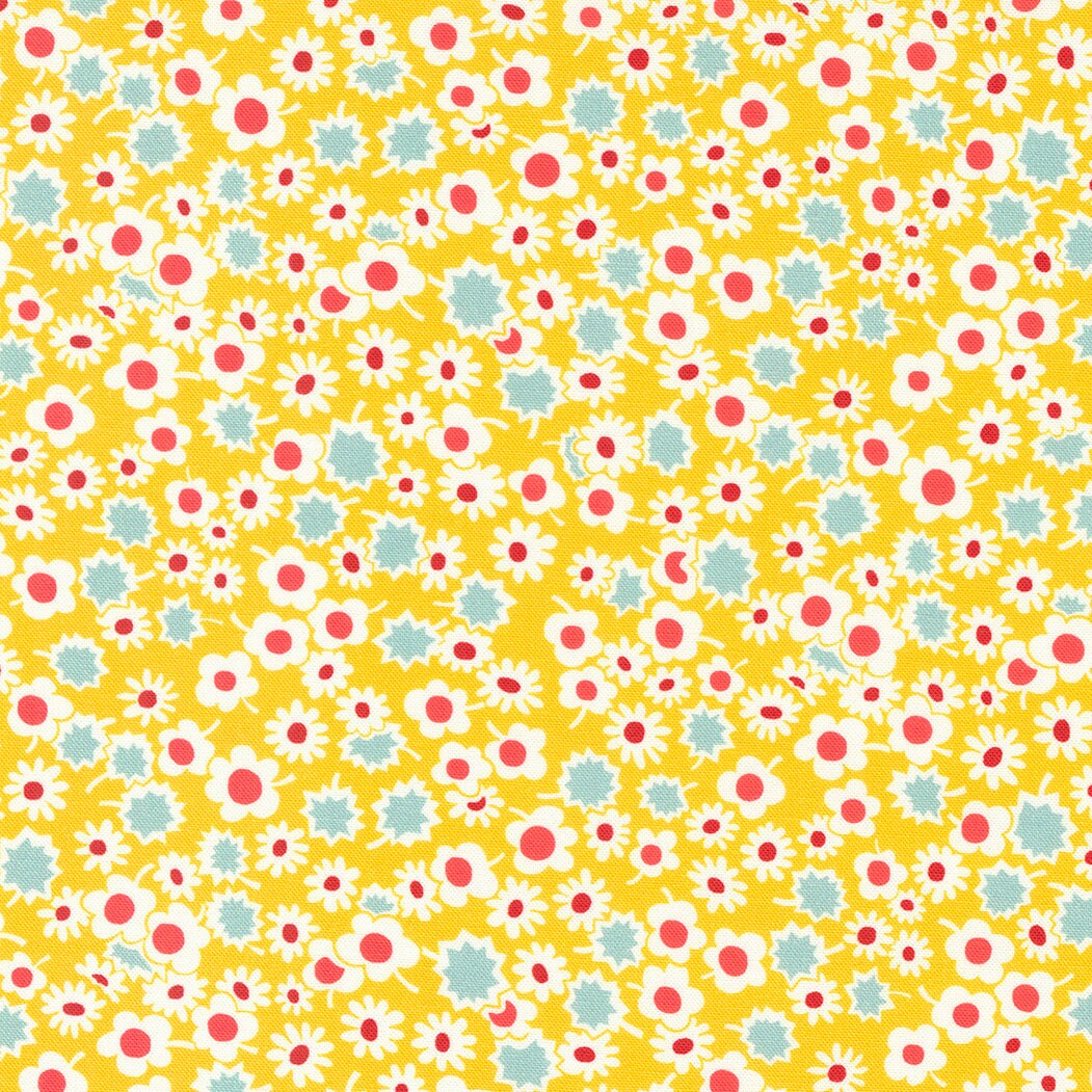 Sweet Melodies Daisy Dots Blenders Feedsack in Yellow by Moda continuous cuts of Quilter's Cotton Fabric