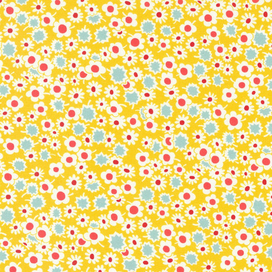 Sweet Melodies Daisy Dots Blenders Feedsack in Yellow by Moda continuous cuts of Quilter's Cotton Fabric