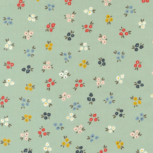 Dawn on the Prairie Sweet Ditsy in Dusty Mist by Moda continuous cuts of Quilter's Cotton Fabric