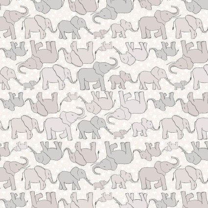 Special Delivery Elephants and Stars in Grey by Lewis & Irene. Continuous Cuts of Quilter's Cotton Fabric