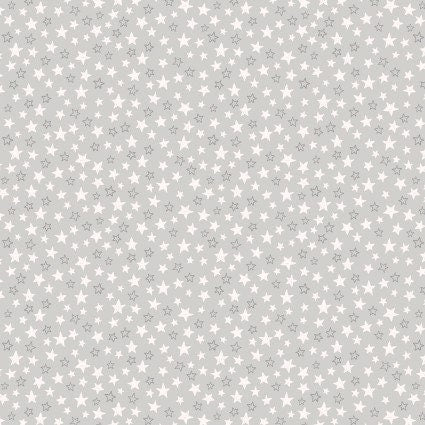 Special Delivery Stars in Grey by Lewis & Irene. Continuous Cuts of Quilter's Cotton Fabric