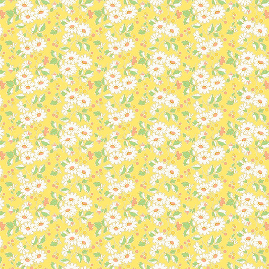 Nana Mae 7 Flower Cluster in Yellow by Henry Glass. Continuous Cuts of Quilter's Cotton