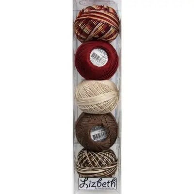 Warm Apple Pie Specialty Pack of Lizbeth size 20. 5 balls 100% Egyptian Cotton Tatting Thread
