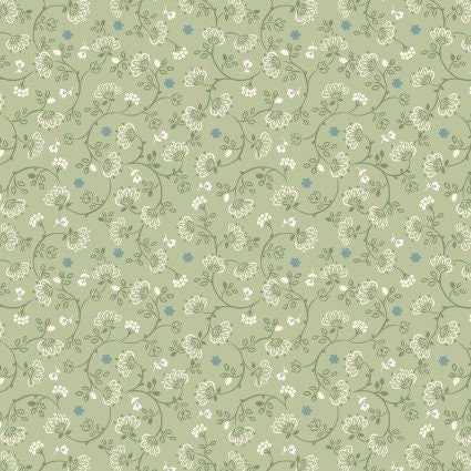 Grandma's Quilts Flower Chains in Green by Lewis & Irene. Continuous Cuts of Quilter's Cotton Fabric