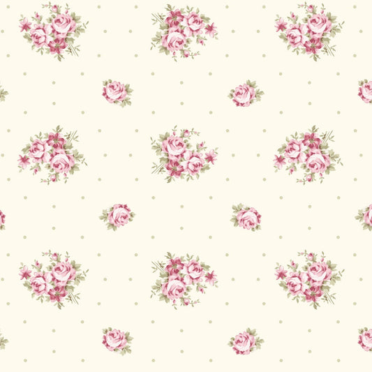 Rose Dot in Light Cream from the French Roses collection by Clothworks  continuous cuts of Quilter's Cotton Fabric