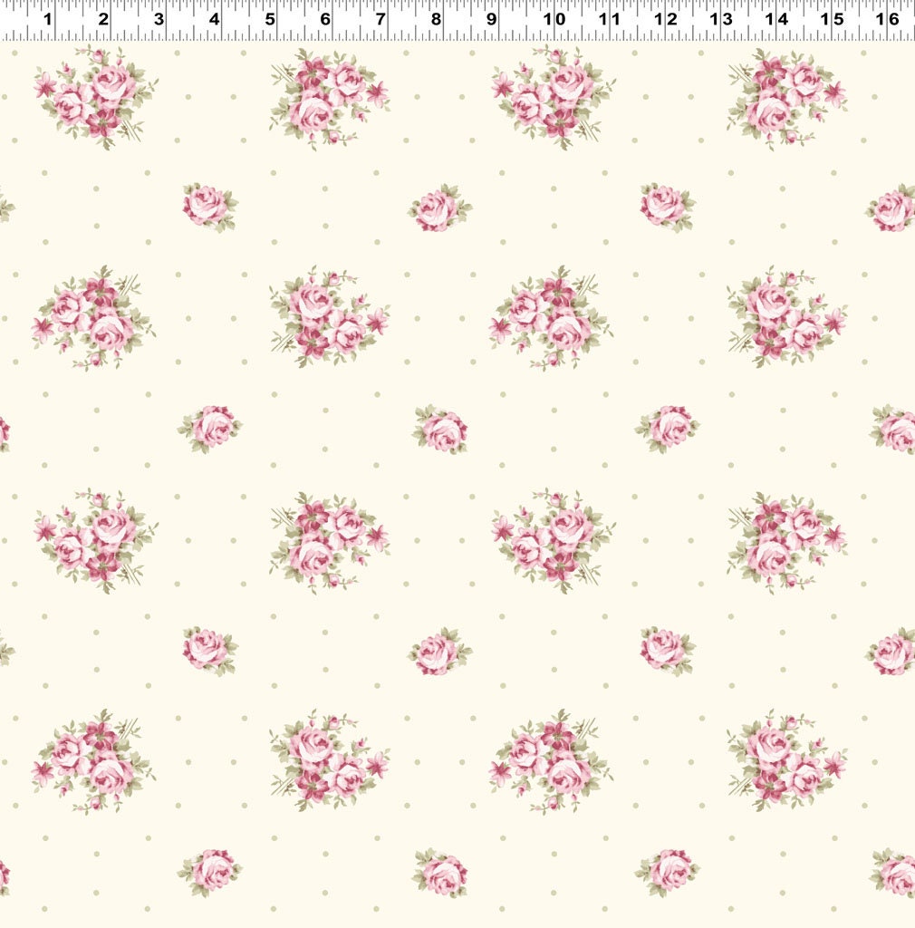 Rose Dot in Light Cream from the French Roses collection by Clothworks  continuous cuts of Quilter's Cotton Fabric