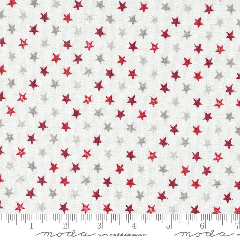 Old Glory Star Spangled Americana in Cloud Red by Lella Boutique for Moda continuous cuts of Quilter's Cotton Fabric