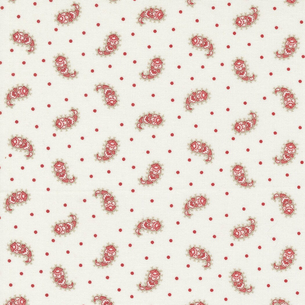 Ridgewood Paisley Dot in Milk by Minick & Simpson for Moda. Continuous cuts of Quilter's Cotton Fabric