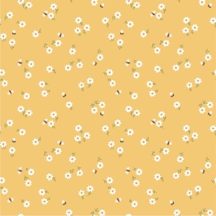 You're Invited in Yellow from Promise Me by  Michal Marko for Poppie Cotton, continuous cuts of Quilter's Cotton Fabric