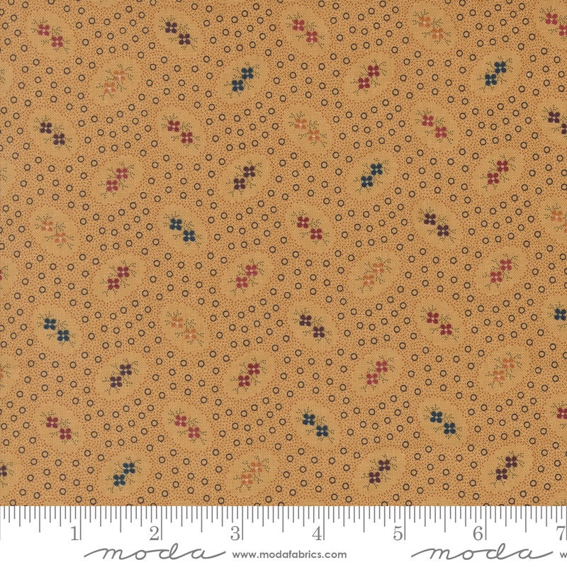 Chickadee Landing Twin Bloom Dots in Sunflower by Kansas Troubles for Moda Fabrics. Continuous cuts of Quilter's Cotton Fabric