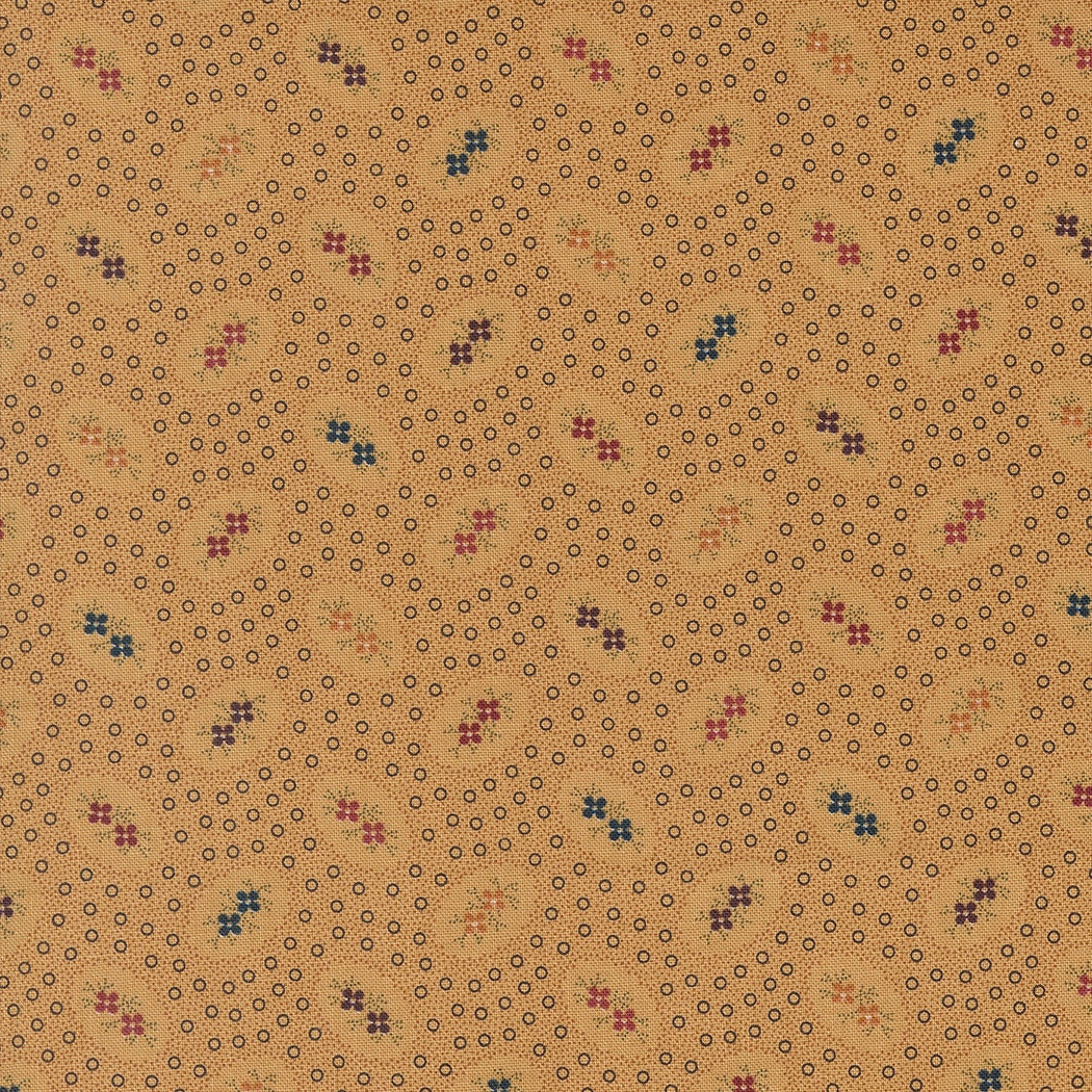 Chickadee Landing Twin Bloom Dots in Sunflower by Kansas Troubles for Moda Fabrics. Continuous cuts of Quilter's Cotton Fabric