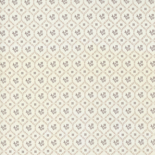 Trellis Blooms in Stone from the My Summer House collection by Bunny Hill Designs for Moda continuous cuts of Quilter's Cotton Fabric