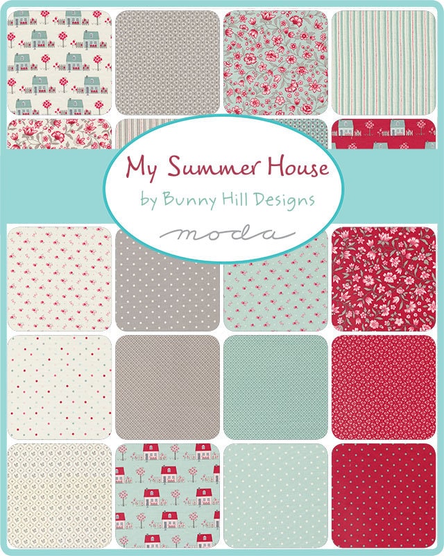 Petals Blenders in Aqua from the My Summer House collection by Bunny Hill Designs for Moda continuous cuts of Quilter's Cotton Fabric