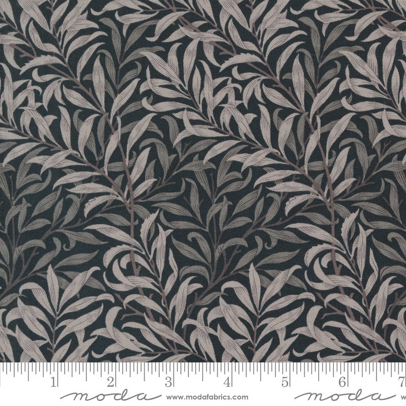 Willow Boughs Blenders Leaf Vines in Ebony from the Ebony Suite collection by Barbara Brackman for Moda. Continuous cuts of Quilter's Cotton
