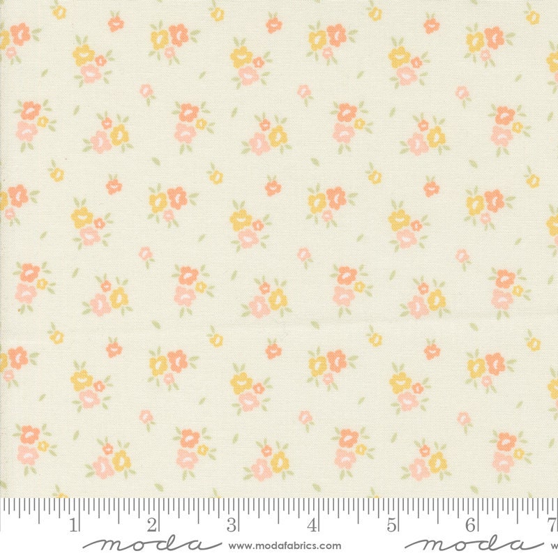Blooms Small Floral in Porcelain by My Sew Quilty Life for Moda. Continuous cuts of Quilter's Cotton Fabric