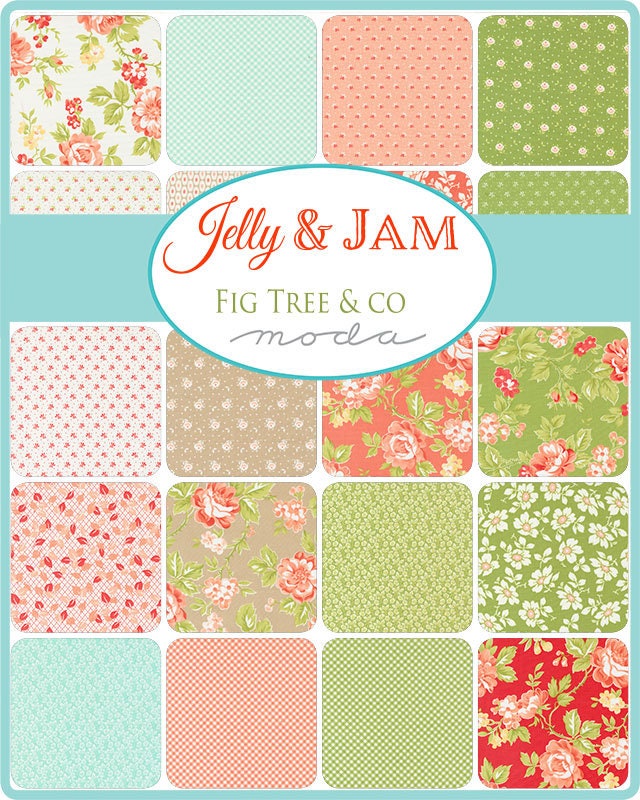 Jelly and Jam by Fig Tree & Co for Moda Fabrics. Quilter's Cotton Mini Charm Pack of 42 2.5 x 2.5 inch squares