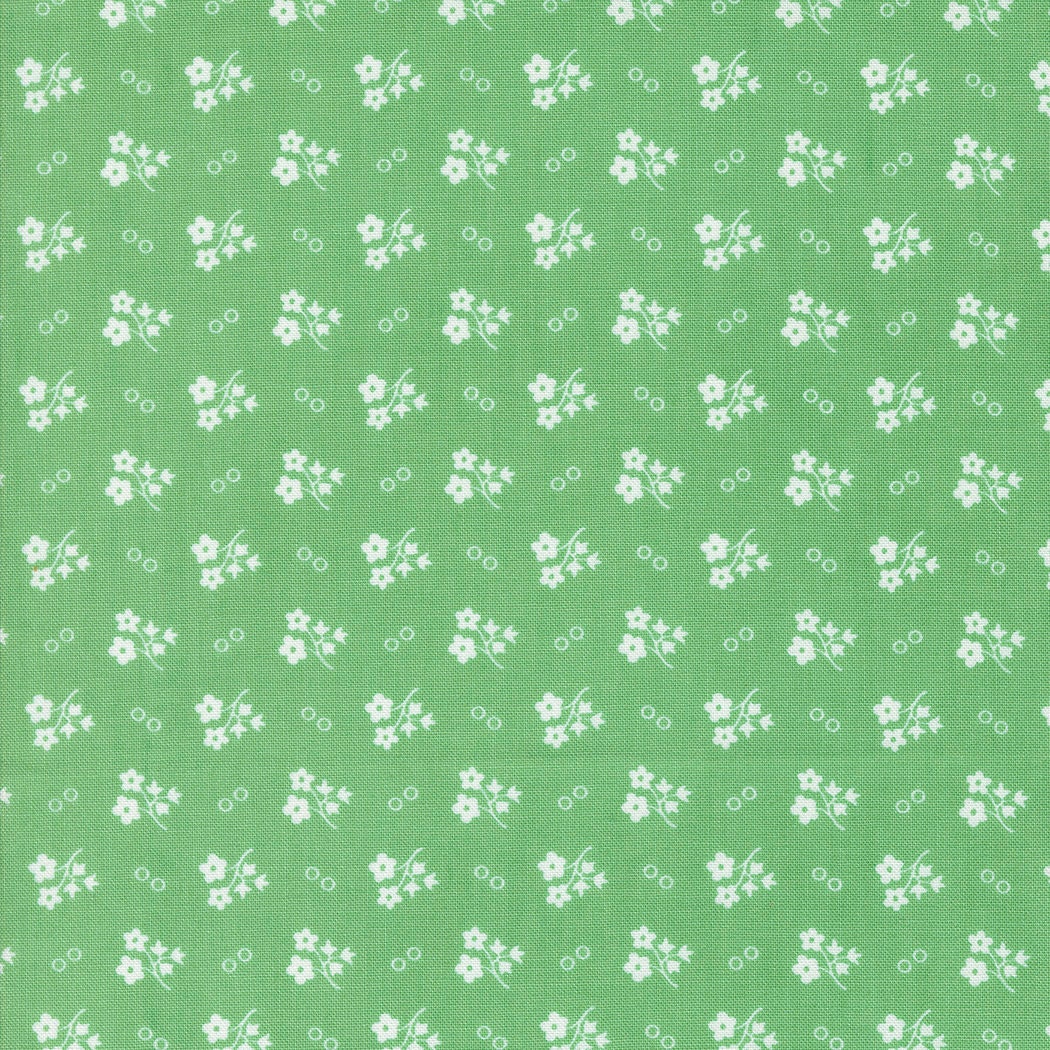 30's Playtime Daisy Dot Ditsy Dot in Aloe by Moda continuous cuts of Quilter's Cotton Fabric