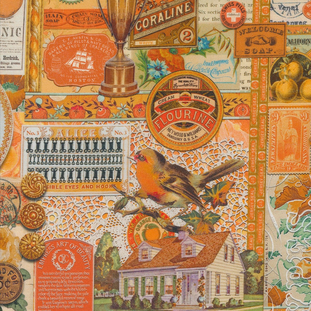 Curated in Color Collage Patchwork in Orange by Cathe Holden for Moda. Continuous cuts of Quilter's Cotton