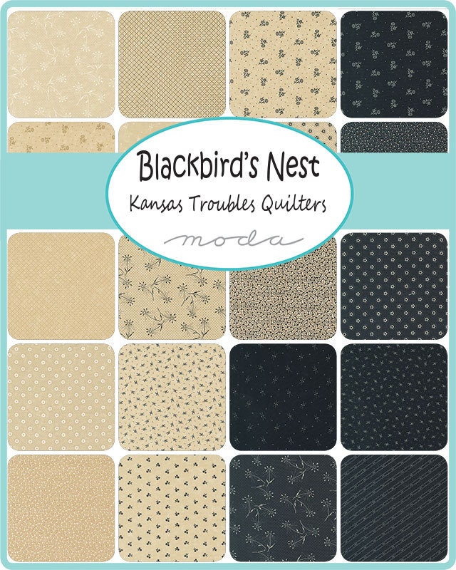 Blackbird's Nest by Kansas Troubles for Moda Fabrics. Quilter's Cotton Mini Charm Pack of 42 2.5 x 2.5 inch squares