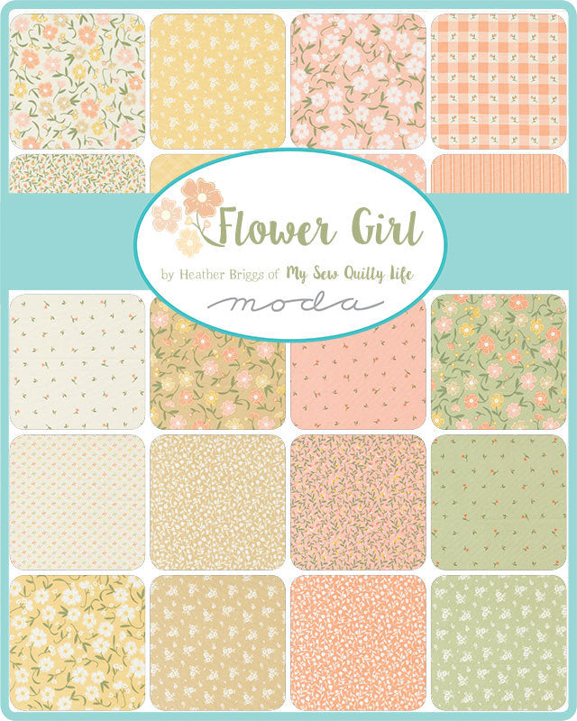 Flower Girl by My Sew Quilty Life for Moda Fabrics. Quilter's Cotton Mini Charm Pack of 42 2.5 x 2.5 inch squares