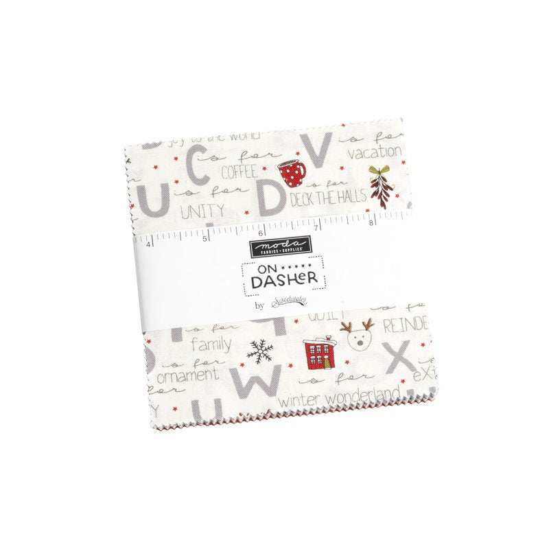 On Dasher by Sweetwater for Moda Fabrics. Quilter's Cotton Charm Pack of 42 5 x 5 inch squares