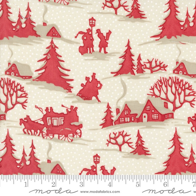 Winter Villages Landscape in Snowflake from A Christmas Carol by 3 Sisters for Moda continuous cuts of Quilter's Cotton Fabric