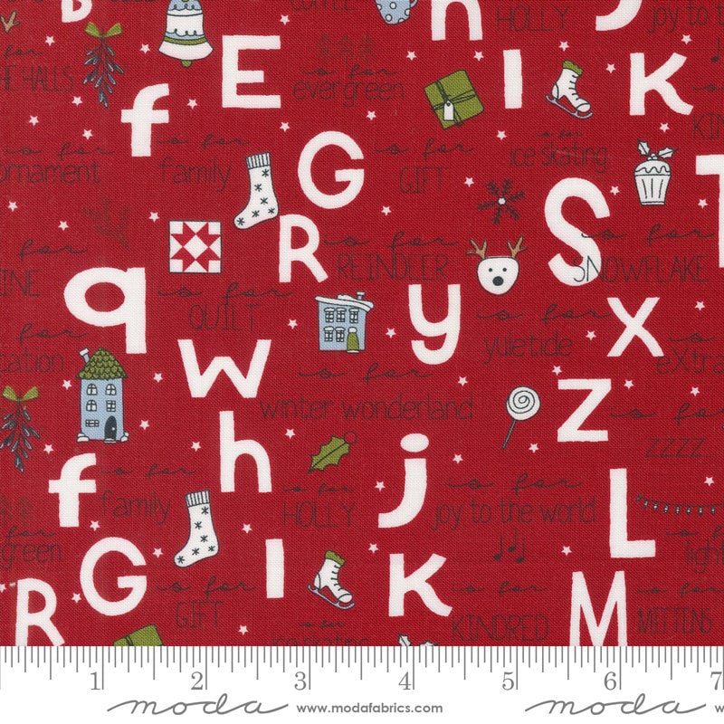 A to Z Text & Words in Red from On Dasher by Sweetwater for Moda continuous cuts of Quilter's Cotton Fabric