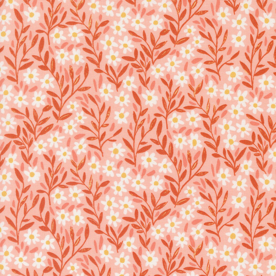 Daisy Florals in Blush from the Kindred Collection by 1 Canoe 2 for Moda Continuous cuts of Quilter's Cotton