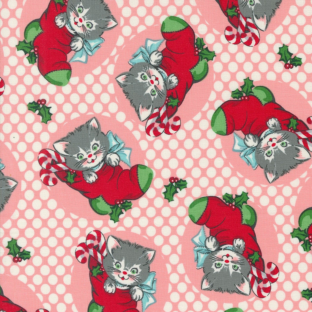 Kitty Christmas by Urban Chiks for Moda Fabrics. Quilter's Cotton Charm Pack of 42 5 x 5 inch squares