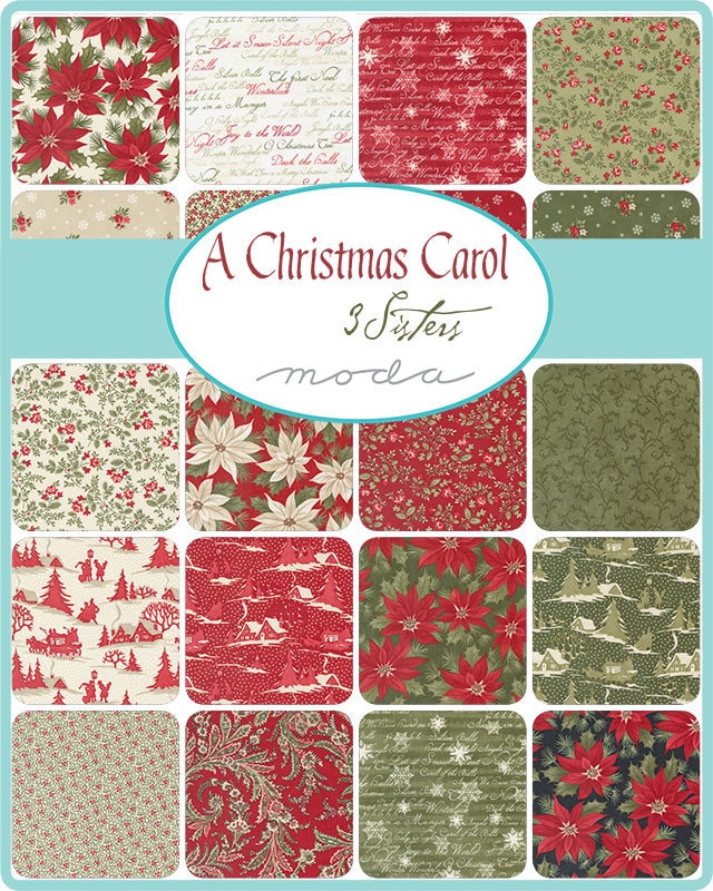 A Christmas Carol by 3 Sisters for Moda Quilter's Cotton Charm Pack of 42 5 x 5 inch squares