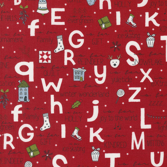 A to Z Text & Words in Red from On Dasher by Sweetwater for Moda continuous cuts of Quilter's Cotton Fabric
