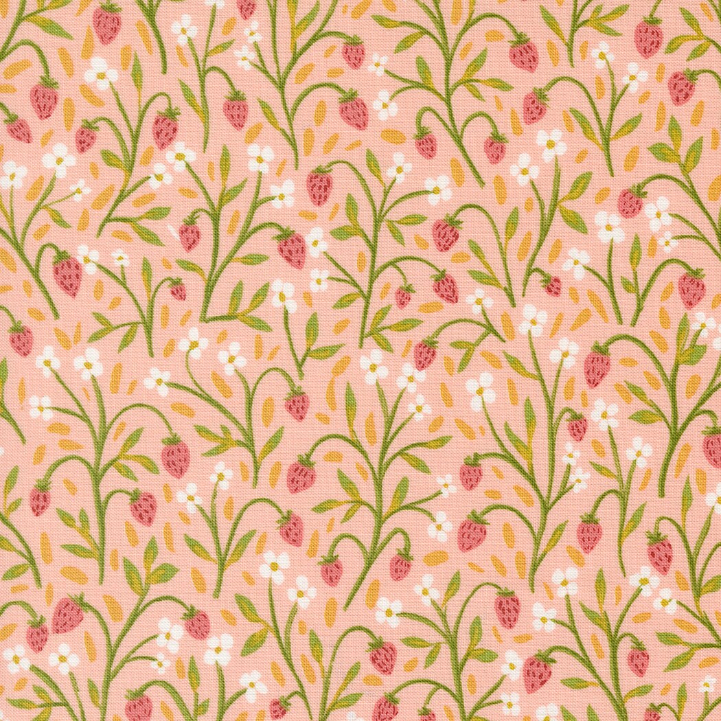 Strawberry Meadow in Blush from the Kindred Collection by 1 Canoe 2 for Moda Continuous cuts of Quilter's Cotton