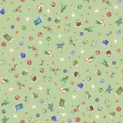 One Snowy Day Bits & Bobs in Green by Maywood Studio continuous cuts of Quilter's Cotton Fabric