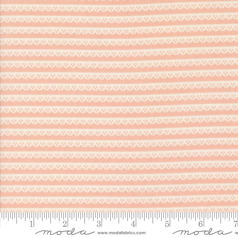 Dainty Lacy Stripes in Rose from Dainty Meadow by My Sew Quilty Life for Moda. Continuous cuts of Quilter's Cotton Fabric