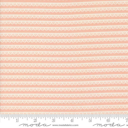 Dainty Lacy Stripes in Rose from Dainty Meadow by My Sew Quilty Life for Moda. Continuous cuts of Quilter's Cotton Fabric