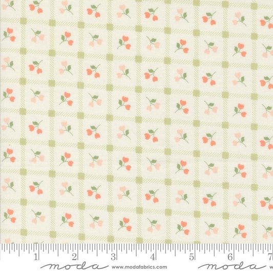 Picnic Petals Checks & Plaids in Porcelain from Dainty Meadow by My Sew Quilty Life for Moda. Continuous cuts of Quilter's Cotton Fabric