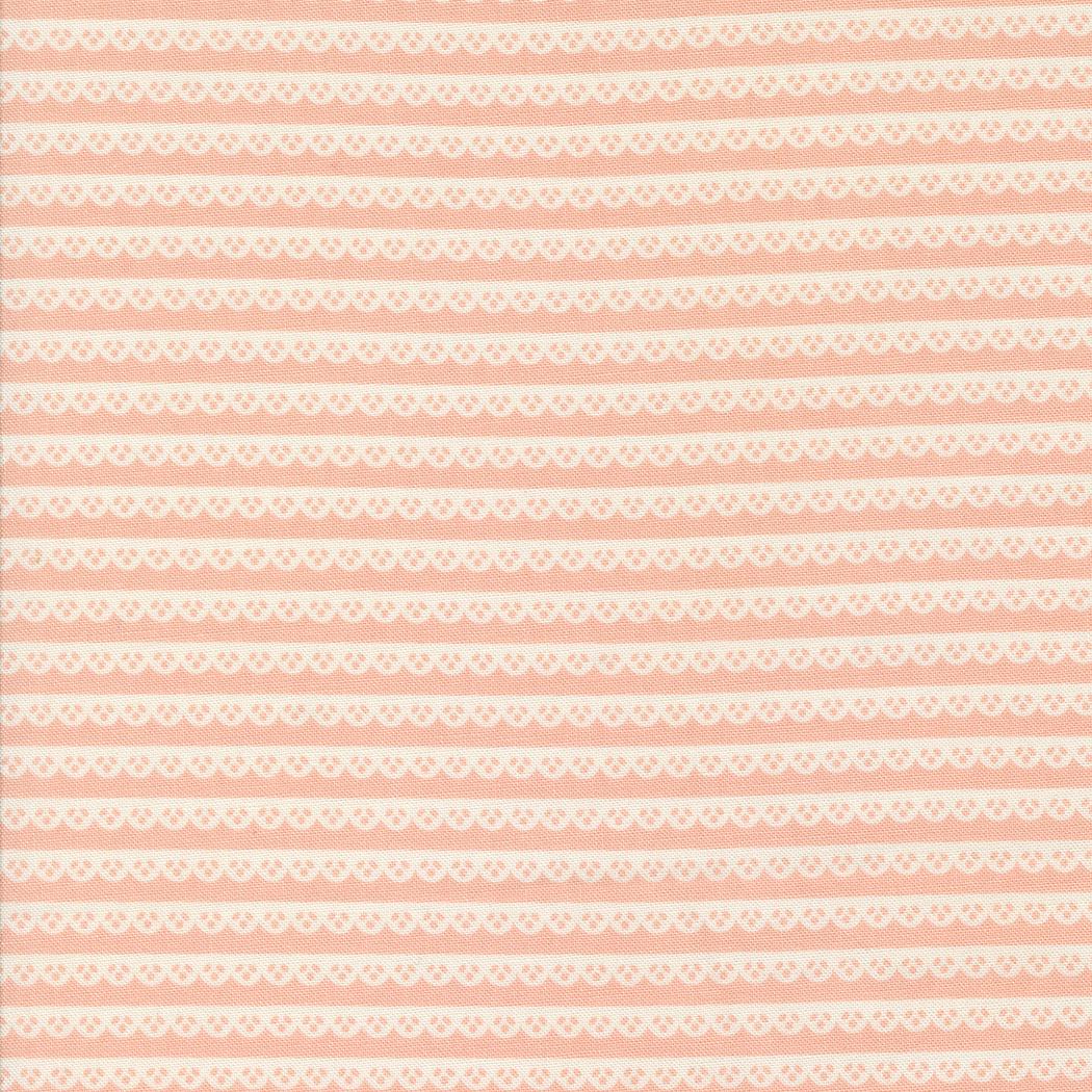 Dainty Lacy Stripes in Rose from Dainty Meadow by My Sew Quilty Life for Moda. Continuous cuts of Quilter's Cotton Fabric