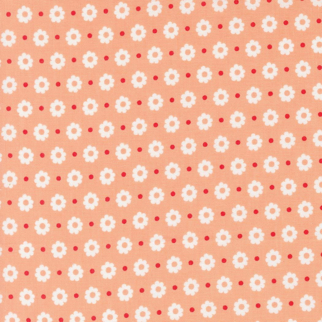 Laguna Sunrise Petal Floral Dots in Cantaloupe by Sherri & Chelsi for Moda. Continuous cuts of Quilter's Cotton Fabric