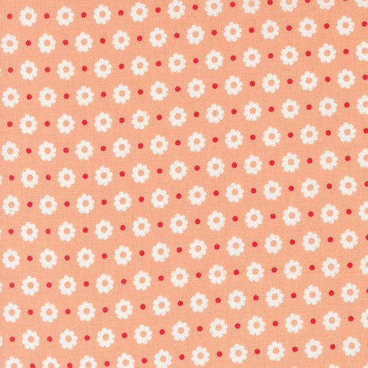 Laguna Sunrise Petal Floral Dots in Cantaloupe by Sherri & Chelsi for Moda. Continuous cuts of Quilter's Cotton Fabric