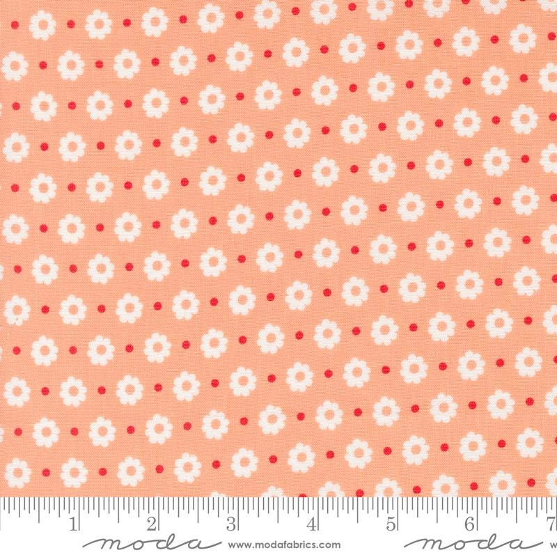 Laguna Sunrise Petal Floral Dots in Cantaloupe by Sherri & Chelsi for Moda. Continuous cuts of Quilter's Cotton Fabric