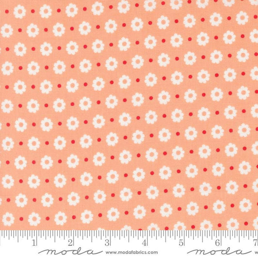 Laguna Sunrise Petal Floral Dots in Cantaloupe by Sherri & Chelsi for Moda. Continuous cuts of Quilter's Cotton Fabric