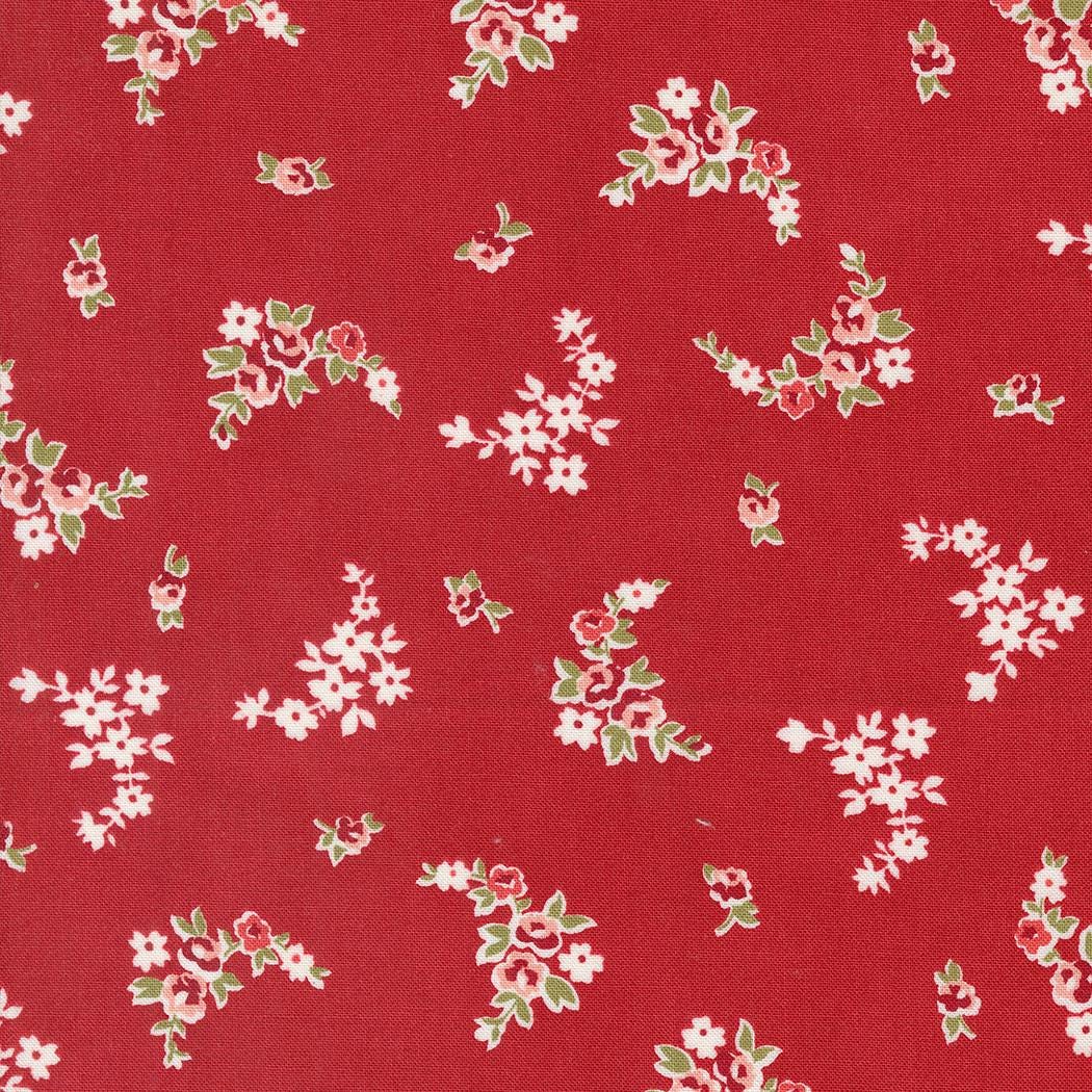 Grand Haven Blooming Garlands in Cherry by Minick & Simpson for Moda. Continuous cuts of Quilter's Cotton Fabric