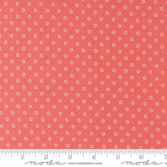 Darling Dots in Strawberry from the Rosemary Cottage collection by Camille Roskelley for Moda continuous cuts of Quilter's Cotton
