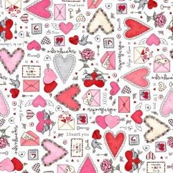 I Heart You by Kris Lammers for Maywood Studio Charm Pack of 42 5 x 5 inch squares of Quilter's Cotton