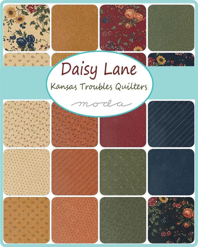 Daisy Lane Pebbles Ditsy in Leaf by Kansas Troubles for Moda Fabrics. Continuous cuts of Quilter's Cotton Fabric