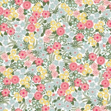 Vintage Flora Ground Cover Floral in Grey by Kimberbell for Maywood Studio, continuous cuts of Quilter's Cotton