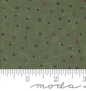 Daisy Lane Pebbles Ditsy in Leaf by Kansas Troubles for Moda Fabrics. Continuous cuts of Quilter's Cotton Fabric