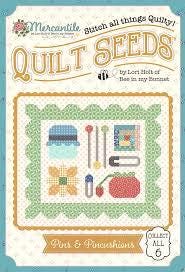 Pins & Pincushions Mercantile Quilt Seeds pattern by Lori Holt for Riley Blake Designs.  Directions for 1 block in a "seed pack" envelope.