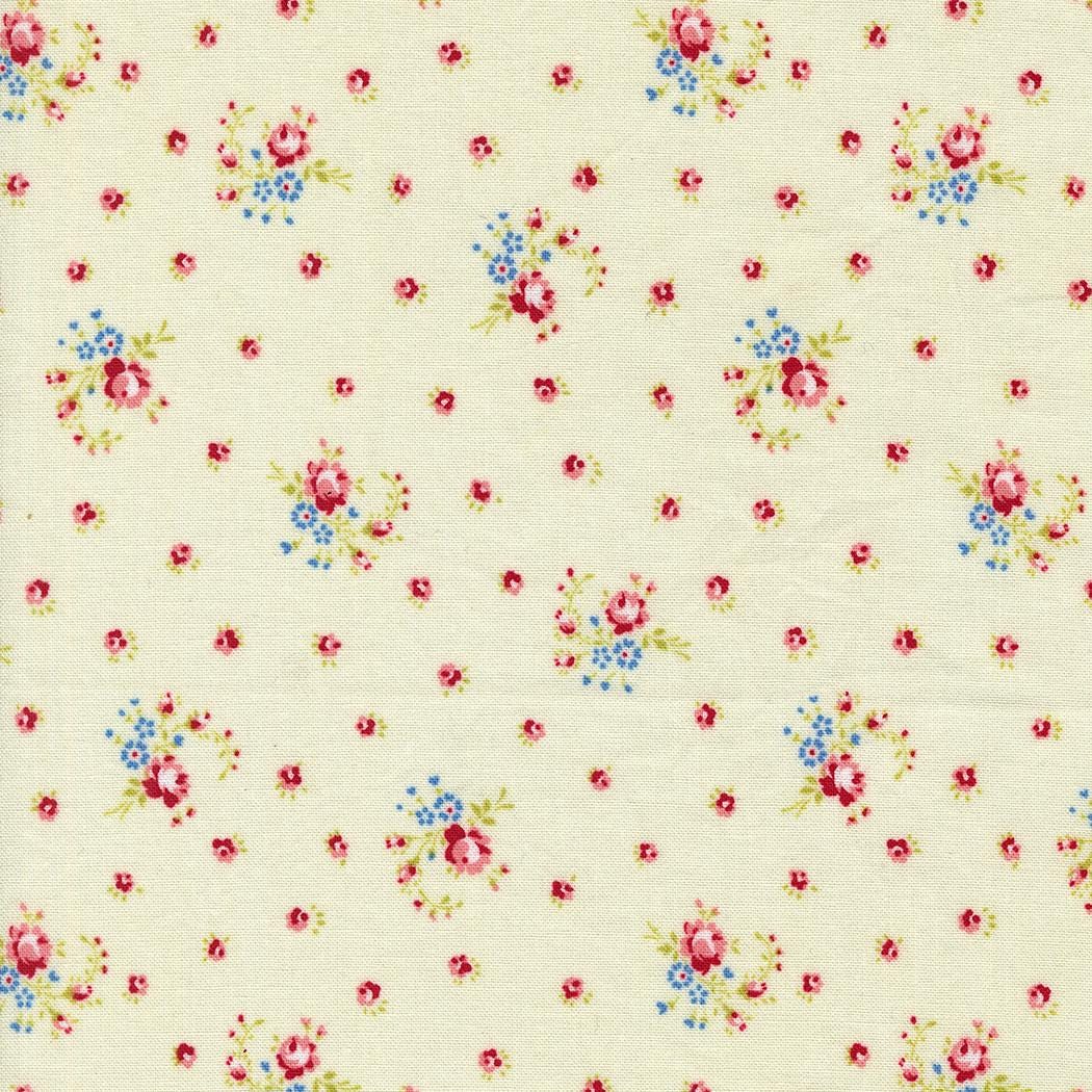 Little Roses in Jasmine from the Hollyhocks & Roses collection by Bunny Hill Designs for Moda continuous cuts of Quilter's Cotton Fabric