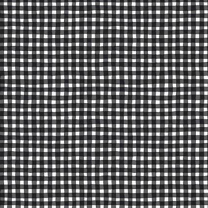 Gingham in Black from the I Heart You collection by Kris Lammers for Maywood Studio, continuous cuts of Quilter's Cotton Fabric